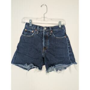 Levi's 501 Dark Wash Denim Y2K Cutoff Raw Hem Shorts W24